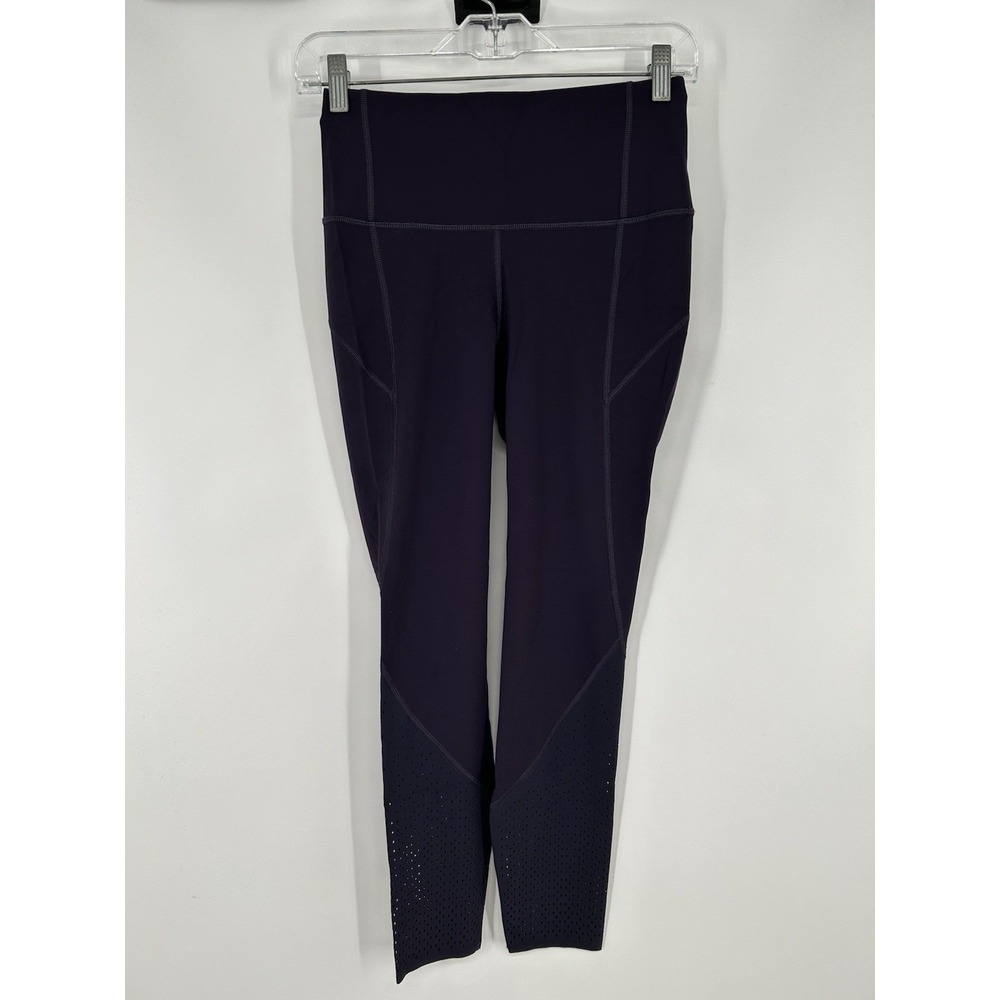 Lululemon Anew Tight‎ Leggings 25" Black Grape Purple Mid Rise W5AI7S Size 6